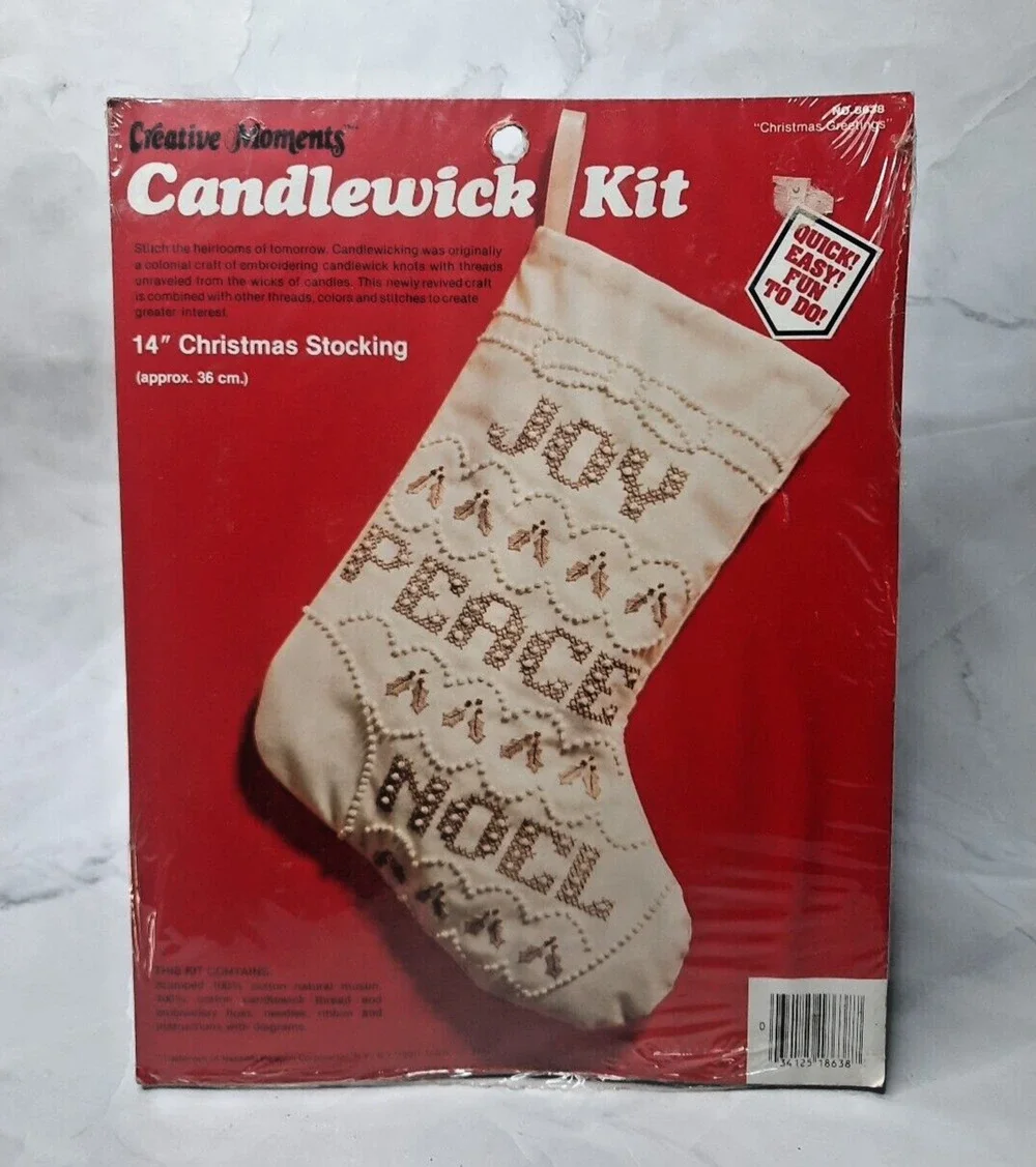 Vtg Paragon Creative Moments Candlewick Stocking Kit Christmas Greetings 8638